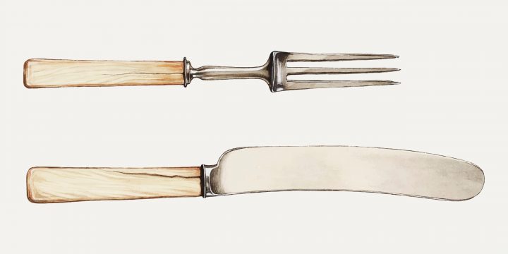 Vintage cutlery vector illustration, remixed from the artwork by Grace Halpin